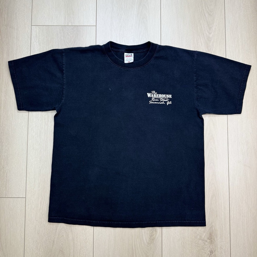 Anvil Black M Savannah GA Warehouse River Street Bar Graphic T Shirt Souvenir